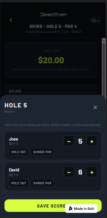 Enter scores quickly