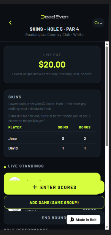 DeadEven live standings